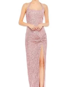 Ieena Duggal 11279 - Halter Neck Sequined Evening Dress