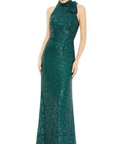 Ieena Duggal - 11280 Sequin Bow Accent Halter Gown