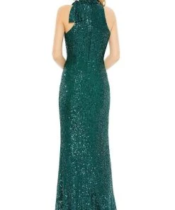 Ieena Duggal - 11280 Sequin Bow Accent Halter Gown