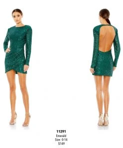 Ieena Duggal 11291 - Long Sleeve Fully Sequin Cocktail Dress