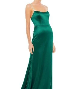 Ieena Duggal - 12428 Rhinestone Double Strap Satin Gown