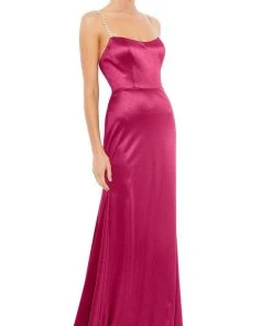 Ieena Duggal - 12428 Rhinestone Double Strap Satin Gown