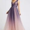 Ieena Duggal - 20221I Plunging V-Neck Pleated Ombre Gown 2 Ieena Duggal - 20221I Plunging V-Neck Pleated Ombre Gown