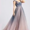 Ieena Duggal - 20222I Cap Sleeve Glitter Ombre A-Line Gown