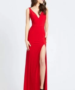 Ieena Duggal - 25846I Plunging V-Neck High Slit Sheath Gown 9 Ieena Duggal - 25846I Plunging V-Neck High Slit Sheath Gown