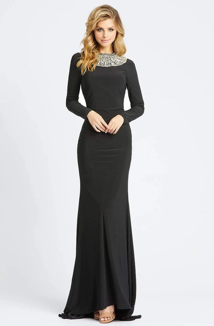 Ieena Duggal - 25926I Beaded High Neck Sheath Dress With Train 3 Ieena Duggal - 25926I Beaded High Neck Sheath Dress With Train