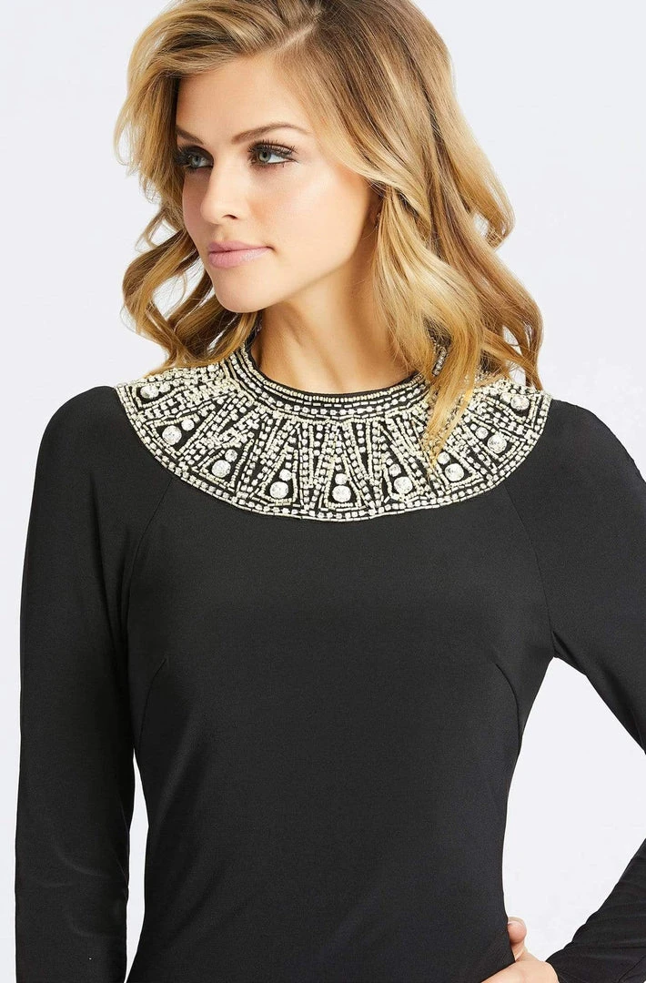 Ieena Duggal - 25926I Beaded High Neck Sheath Dress With Train 5 Ieena Duggal - 25926I Beaded High Neck Sheath Dress With Train