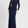 Ieena Duggal - 25929 Long Sleeve Cowl Back Long Gown 1 Ieena Duggal - 25929 Long Sleeve Cowl Back Long Gown