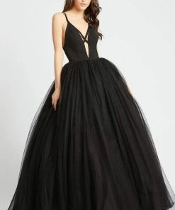 Mac Duggal Ieena Duggal - 26028I Sleeveless V-neck Ballgown With Low V-back