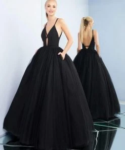 Mac Duggal Ieena Duggal - 26028I Sleeveless V-neck Ballgown With Low V-back 7 Mac Duggal Ieena Duggal - 26028I Sleeveless V-neck Ballgown With Low V-back