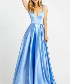 Ieena Duggal - 26053I Embellished Deep V-neck A-line Dress Mac Duggal