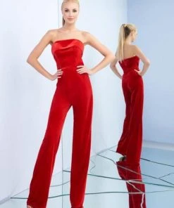 Ieena Duggal - 26078I Strapless Foldover Neckline Jumpsuit