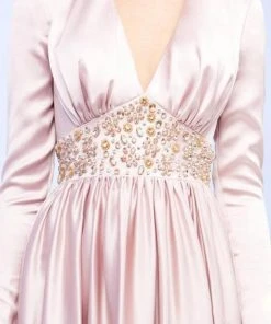 Ieena Duggal - 26103I Long Sleeve V-neck Beaded A-line Dress Mac Duggal 5 Ieena Duggal - 26103I Long Sleeve V-neck Beaded A-line Dress Mac Duggal