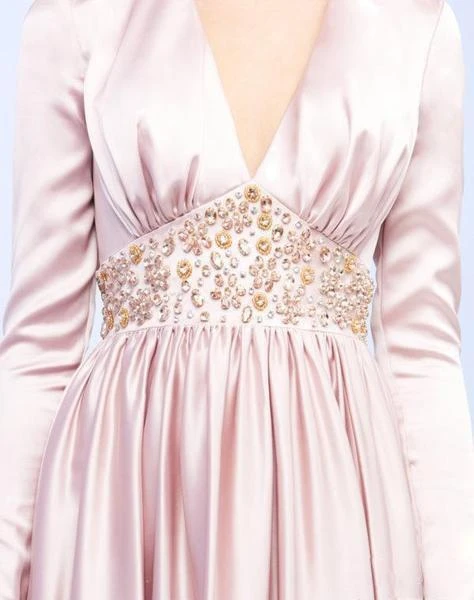 Ieena Duggal - 26103I Long Sleeve V-neck Beaded A-line Dress Mac Duggal 4 Ieena Duggal - 26103I Long Sleeve V-neck Beaded A-line Dress Mac Duggal