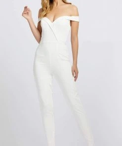 Ieena Duggal - 26141I Plunging Off-Shoulder Jumpsuit Mac Duggal