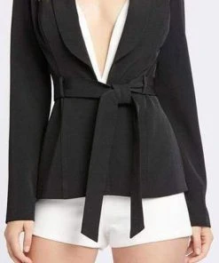 Ieena Duggal - 26142I Deep V-neck Romper With Blazer Mac Duggal