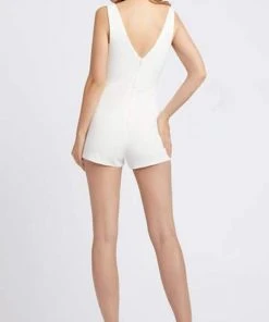 Ieena Duggal - 26142I Deep V-neck Romper With Blazer Mac Duggal