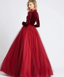 Ieena Duggal - 26147I Long Sleeve Velvet Tulle Ballgown 5 Ieena Duggal - 26147I Long Sleeve Velvet Tulle Ballgown
