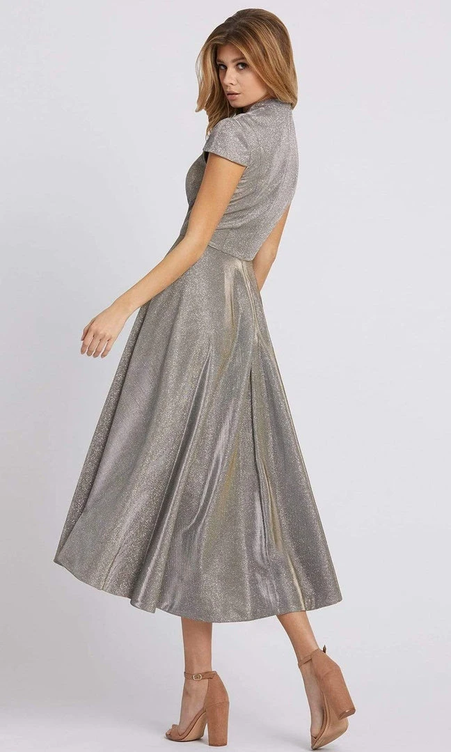 Ieena Duggal - 26151 Tea Length Metallic Glitter A-Line Dress 4 Ieena Duggal - 26151 Tea Length Metallic Glitter A-Line Dress