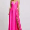 Ieena Duggal - 26165I V Neck Spaghetti Strap High Slit A-Line Gown
