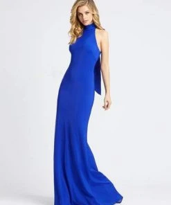 Ieena Duggal - 26222I High Halter Sheath Dress With Bow Detail Mac Duggal