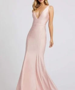 Ieena Duggal - 26273I Sleeveless V Neck Lace-Up Back Mermaid Gown