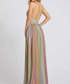 Mac Duggal Ieena Duggal - 26274I Plunging Bodice Pleated A-Line Gown