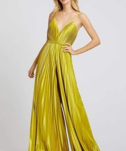 Ieena Duggal - 26319I Sweetheart Bodice Pleated Flare Jumpsuit