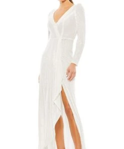 Ieena Duggal - 26395 V-Neck Long Sleeve Full Sequin Evening Gown 13 Ieena Duggal - 26395 V-Neck Long Sleeve Full Sequin Evening Gown