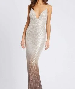 Ieena Duggal - 26407 Spaghetti Strap Ombre Sequin Dress