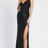 Ieena Duggal - 26443 Sleeveless Fitted High Leg Slit Sequin Gown