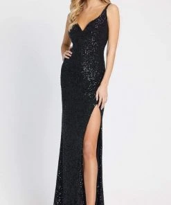 Ieena Duggal - 26443 Sleeveless Fitted High Leg Slit Sequin Gown