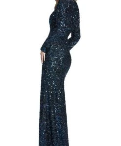 Ieena Duggal - 26445 Sequined Long Sleeve Mermaid Dress 5 Ieena Duggal - 26445 Sequined Long Sleeve Mermaid Dress