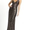Ieena Duggal - 26447 Dual Toned Sequin Fitted Mid-Length Dress