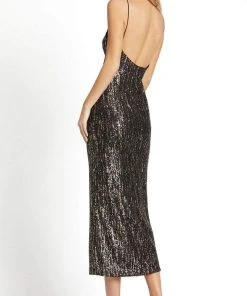 Ieena Duggal - 26447 Dual Toned Sequin Fitted Mid-Length Dress