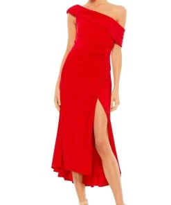 Ieena Duggal - 26484 Asymmetric Neckline Fitted Bodice A-Line Dress