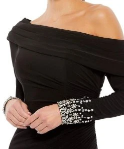 Ieena Duggal - 26485 Jeweled Long Sleeve One Shoulder Dress 7 Ieena Duggal - 26485 Jeweled Long Sleeve One Shoulder Dress