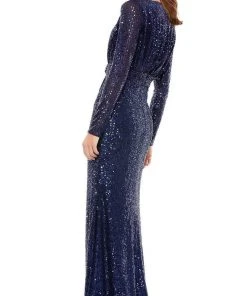 Ieena Duggal - 26490I Long Sleeve Sequin Ornate Dress