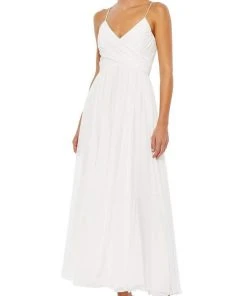 Ieena Duggal - 2650 Flowy And Soft V Neck Long Dress