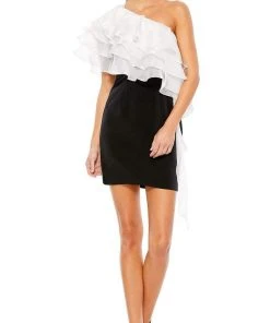 Ieena Duggal - 26501 Ruffle Tiered One Shoulder Dress