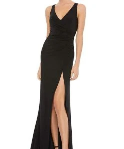 Ieena Duggal - 26513 Sleeveless V-Neck High Leg Slit Fitted Gown