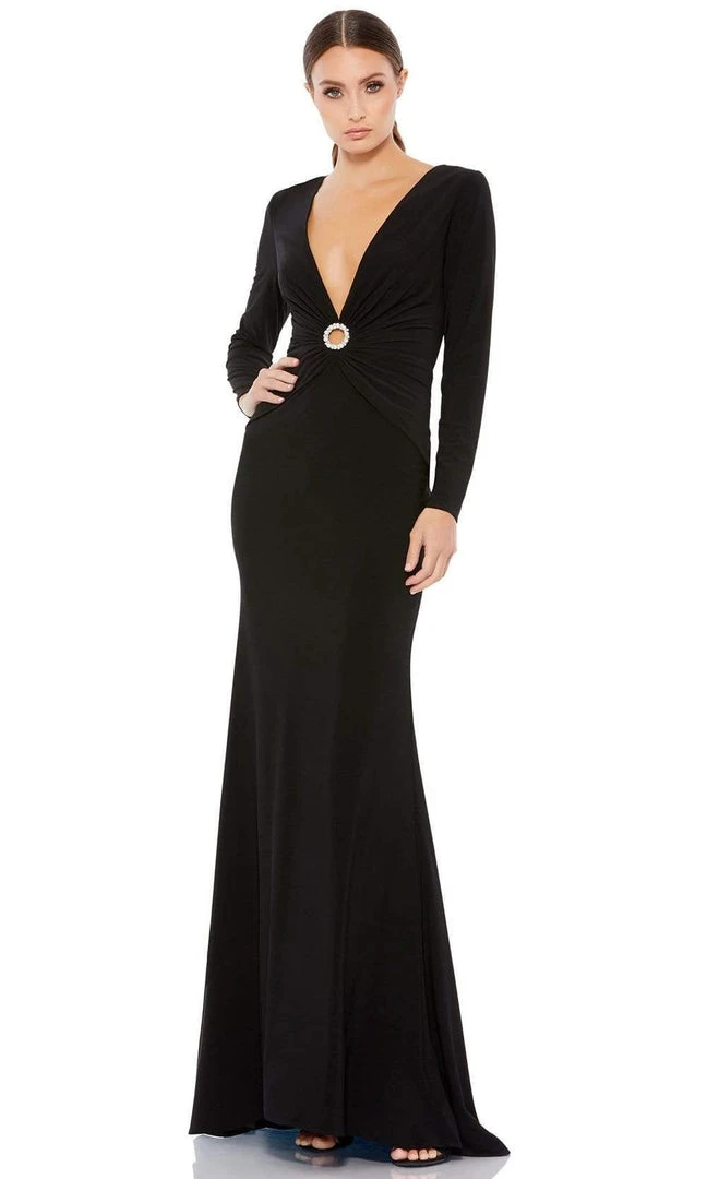 Ieena Duggal - 26514 Long Sleeve Fitted Gown With Plunging Neckline 3 Ieena Duggal - 26514 Long Sleeve Fitted Gown With Plunging Neckline