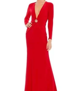 Ieena Duggal - 26514 Long Sleeve Fitted Gown With Plunging Neckline 9 Ieena Duggal - 26514 Long Sleeve Fitted Gown With Plunging Neckline