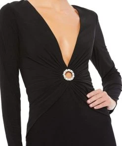 Ieena Duggal - 26514 Long Sleeve Fitted Gown With Plunging Neckline 8 Ieena Duggal - 26514 Long Sleeve Fitted Gown With Plunging Neckline