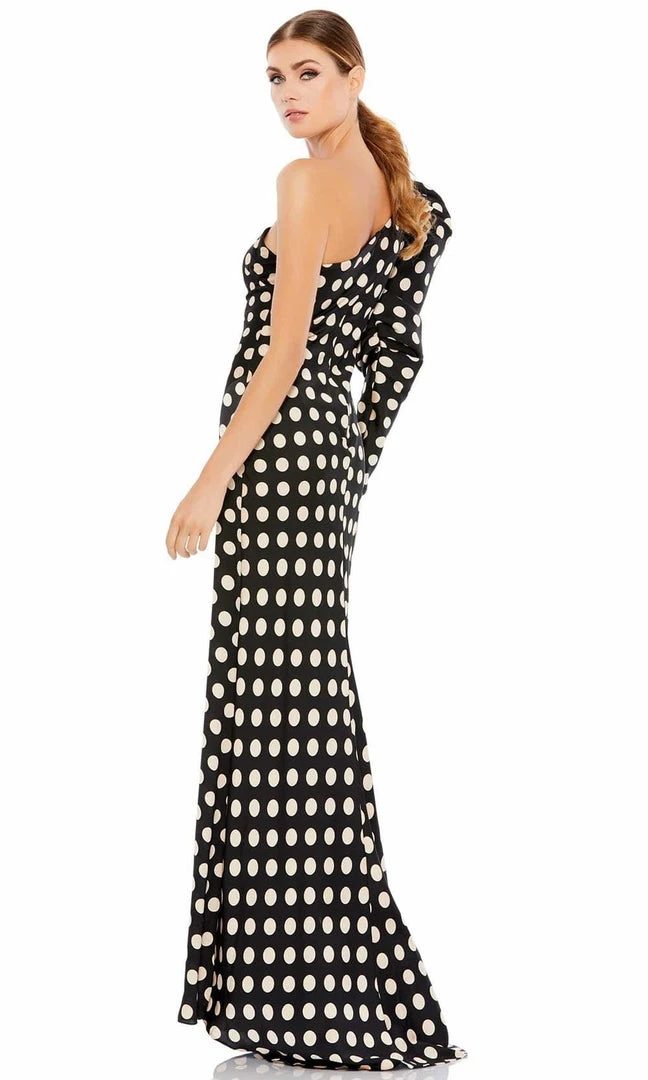 Ieena Duggal - 26515 Puff Long Sleeve Polkadot Dress 4 Ieena Duggal - 26515 Puff Long Sleeve Polkadot Dress