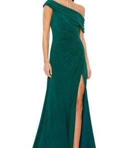Ieena Duggal - 26517 Asymmetric Off-Shoulder Neckline High Slit Gown