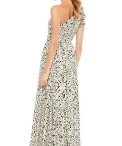 Ieena Duggal - 26538 Long One Shoulder Animal Print Dress