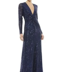 Ieena Duggal - 26552I Long Twist Front Sequin Gown