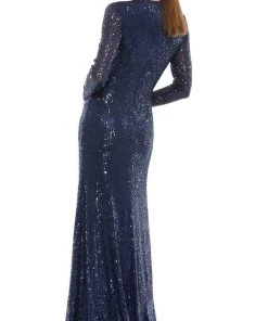 Ieena Duggal - 26552I Long Twist Front Sequin Gown