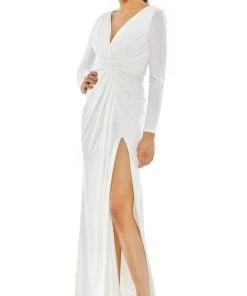 Ieena Duggal - 26554I Long Sleeve High Slit Dress